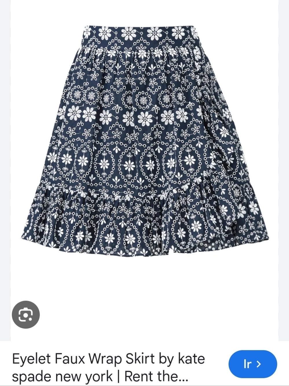 kate spade Navy Eyelet Faux-Wrap A-Line Skirt